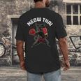 Meow Thai Muay Thai Boxing Cat Martial Arts MMA Boxer Men's Back Print T-Shirt Meow Thai Muay Thai Boxing Cat Martial Arts MMA Boxer Men's Back Print T-Shirt