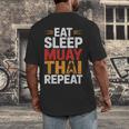 Muay Thai Fighter Eat Sleep Repeat Lifestyle Training Men's Back Print T-Shirt Muay Thai Fighter Eat Sleep Repeat Lifestyle Training Men's Back Print T-Shirt