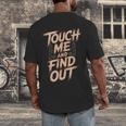 Muay Thai Fighter Touch Find Out Humor Warning Men's Back Print T-Shirt Muay Thai Fighter Touch Find Out Humor Warning Men's Back Print T-Shirt