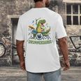 T-Rex Drumming With Drum Kit And Musical Notes Men's Back Print T-Shirt T-Rex Drumming With Drum Kit And Musical Notes Men's Back Print T-Shirt