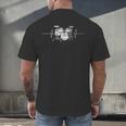 ECG Heartbeat Music Lovers Drumsticks Drum Kit Men's Back Print T-Shirt ECG Heartbeat Music Lovers Drumsticks Drum Kit Men's Back Print T-Shirt