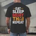 Muay Thai Fighter Eat Sleep Repeat Lifestyle Training Men's Back Print T-Shirt Muay Thai Fighter Eat Sleep Repeat Lifestyle Training Men's Back Print T-Shirt