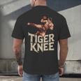 Muay Thai Fighter Tiger Knee Vintage Distressed Badge Men's Back Print T-Shirt