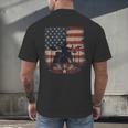 Patriotic Drum Kit Silhouette American Flag Men's Back Print T-Shirt Patriotic Drum Kit Silhouette American Flag Men's Back Print T-Shirt