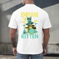 Cute Drummer Cat Drum Kitten Men's Back Print T-Shirt Cute Drummer Cat Drum Kitten Men's Back Print T-Shirt