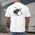 Drum Kit Drummer Band Musical Instrument Rock Music Raglan Baseball Tee Men's Back Print T-Shirt Drum Kit Drummer Band Musical Instrument Rock Music Raglan Baseball Tee Men's Back Print T-Shirt