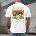 Drummer Better Timing Retro Vintage Sunset Drum Kit Graphic Raglan Baseball Tee Men's Back Print T-Shirt