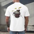 Drummer Drum Kit Raglan Baseball Tee Men's Back Print T-Shirt Drummer Drum Kit Raglan Baseball Tee Men's Back Print T-Shirt