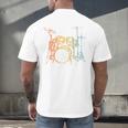 Vintage Drummer Drum Kit Men's Back Print T-Shirt Vintage Drummer Drum Kit Men's Back Print T-Shirt
