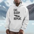 Eat Sleep Canoe Repeat Canoeing Outdoors Raglan Baseball Tee Unisex Hoodie