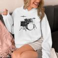 Drum Kit Drummer Band Musical Instrument Rock Music Raglan Baseball Tee Unisex Hoodie