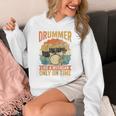 Drummer Like a Musician Only On Time Vintage Sunset Drum Kit Raglan Baseball Tee Unisex Hoodie