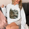 Lakeside Canoe Cabin Escape Scene Raglan Baseball Tee Unisex Hoodie