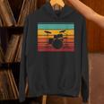 Women's Retro Drum Kit Silhouette With Color Stripes Unisex Hoodie Women's Retro Drum Kit Silhouette With Color Stripes Unisex Hoodie