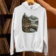 Lakeside Canoe Cabin Escape Scene Unisex Hoodie