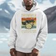 Drummer Better Timing Retro Vintage Sunset Drum Kit Graphic Men Hoodie Drummer Better Timing Retro Vintage Sunset Drum Kit Graphic Men Hoodie