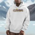 Trendy Canoe Silhouette Colourful Landscape Raglan Baseball Tee Men Hoodie