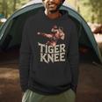 Muay Thai Fighter Tiger Knee Vintage Distressed Badge Men Hoodie