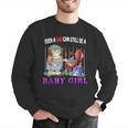 Even A Dad Can Still Be A Baby Girl BBQ Dad Cat Grilling Men Graphic Sweatshirt
