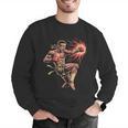 Muay Thai Fighter Southpaw Stance Minimal Silhouette Clean Men Graphic Sweatshirt