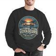 National Park Voyageurs Retro Sunset Canoe Paddling Badge Men Graphic Sweatshirt
