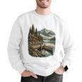 Lakeside Canoe Cabin Escape Scene Men Graphic Sweatshirt Lakeside Canoe Cabin Escape Scene Men Graphic Sweatshirt