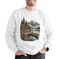 Lakeside Canoe Cabin Escape Scene Raglan Baseball Tee Men Graphic Sweatshirt Lakeside Canoe Cabin Escape Scene Raglan Baseball Tee Men Graphic Sweatshirt