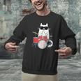 Cat Wearing Sunglasses Playing Drums Drum Kit Musician Men Graphic Sweatshirt