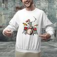 Skeleton Drummer Skull Drum Kit Halloween Raglan Baseball Tee Men Graphic Sweatshirt