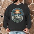 National Park Voyageurs Retro Sunset Canoe Paddling Badge Men Graphic Sweatshirt