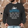 Swimming Coach Yells Breathing Swimmer Swim Team Men Graphic Sweatshirt