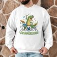 T-Rex Drumming With Drum Kit And Musical Notes Men Graphic Sweatshirt T-Rex Drumming With Drum Kit And Musical Notes Men Graphic Sweatshirt