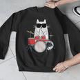Cat Wearing Sunglasses Playing Drums Drum Kit Musician Men Graphic Sweatshirt