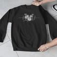 ECG Heartbeat Music Lovers Drumsticks Drum Kit Men Graphic Sweatshirt