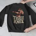 Muay Thai Fighter Tiger Knee Vintage Distressed Badge Men Graphic Sweatshirt