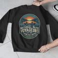 National Park Voyageurs Retro Sunset Canoe Paddling Badge Men Graphic Sweatshirt
