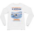 Swimming Never Underestimate A Woman Swim In Her Seventies Unisex Long Sleeve T-Shirt, trending gift