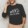 Grill Eat Repeat BBQ Dad Evolution Barbecue Unisex Long Sleeve T-Shirt