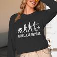 Grill Eat Repeat BBQ Dad Evolution Barbecue Unisex Long Sleeve T-Shirt