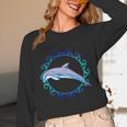 Swimming Dolphin Maori Sun Tribal Waves 2-Sided Unisex Long Sleeve T-Shirt