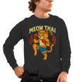 Meow Thai Muay Thai Cat Fighter Pun Dad Joke Men's Long Sleeve T-Shirt, trending gift