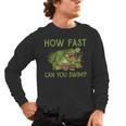 Swimmer Crocodile Swimming Humor How Fast You Can Swim Men's Long Sleeve T-Shirt, trending gift Swimmer Crocodile Swimming Humor How Fast You Can Swim Men's Long Sleeve T-Shirt, trending gift