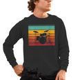 Women's Retro Drum Kit Silhouette With Color Stripes Men's Long Sleeve T-Shirt, trending gift Women's Retro Drum Kit Silhouette With Color Stripes Men's Long Sleeve T-Shirt, trending gift