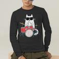 Cat Wearing Sunglasses Playing Drums Drum Kit Musician Men's Long Sleeve T-Shirt Cat Wearing Sunglasses Playing Drums Drum Kit Musician Men's Long Sleeve T-Shirt