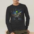 Drum Kit Percussionist Drummer Van Gogh Alien Playing Drums Men's Long Sleeve T-Shirt