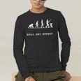 Grill Eat Repeat BBQ Dad Evolution Cookout Men's Long Sleeve T-Shirt