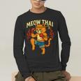 Meow Thai Muay Thai Cat Fighter Pun Dad Joke Men's Long Sleeve T-Shirt
