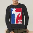 Muay Thai Fighter Retro Kickboxing Training MMA Men's Long Sleeve T-Shirt