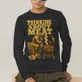 Thinking About Meat BBQ Dad Humor Men's Long Sleeve T-Shirt