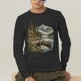 Women's Lakeside Canoe Cabin Escape Scene Men's Long Sleeve T-Shirt